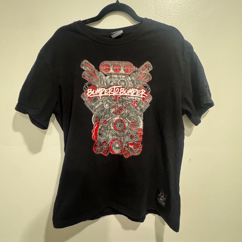 FUBU The Collection Bumper To Bumper Car Show Graphic T-Shirt Mens XL Black 90s